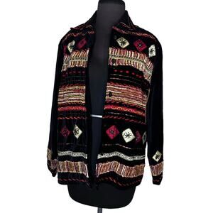 Yak Magik Embroidered Embellished Artsy Boho Cotton Silk Jacket NWOT S Oversized